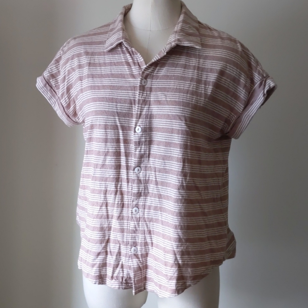 Known supply striped button down top S